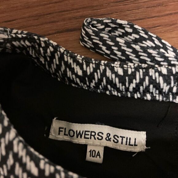 Flowers & Still Girls Long Sleeve Dress Houndstooth with Embroidery and Appliqué - Picture 5 of 5